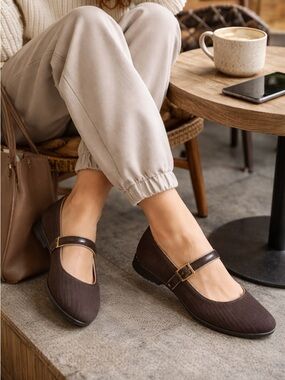 Skechers Brown Mary Jane Flats | Memory Foam | Stretch Fit Comfort | Size 9.5